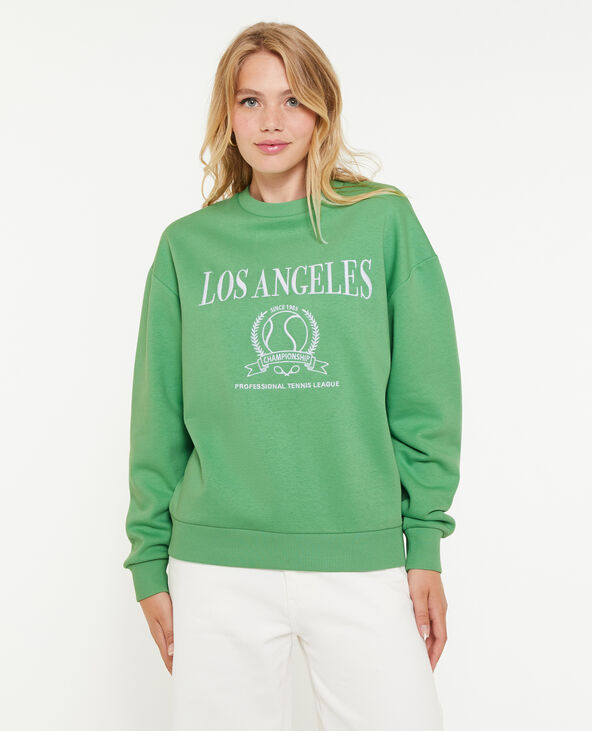 Sweat oversize brodé vert olive - Pimkie