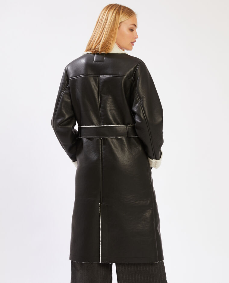 Manteau simili cuir doublé noir - Pimkie