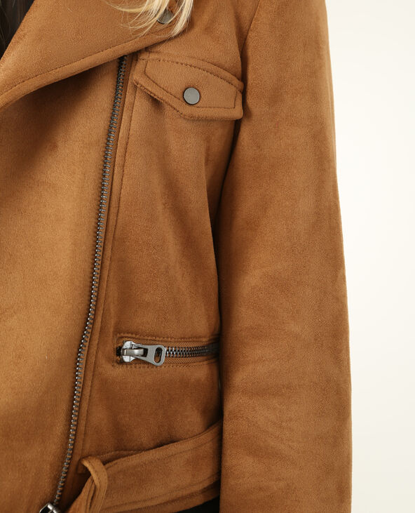 Blouson biker suédine camel - Pimkie