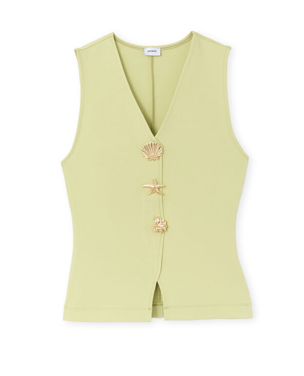 Top effet gilet sans manches avec boutons bijoux vert clair - Pimkie
