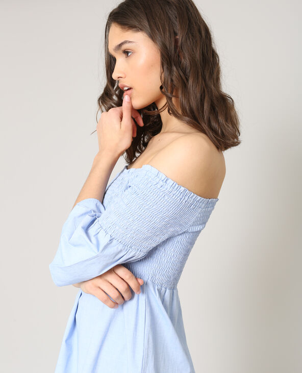 Robe à col bardot bleu clair - Pimkie