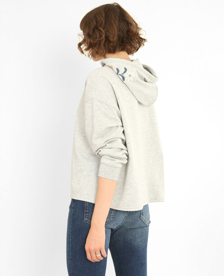 Sweat brodé gris chiné - Pimkie