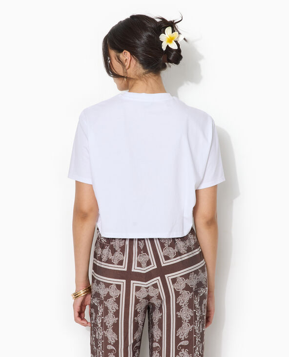 T-shirt court avec détail élastique blanc - Pimkie