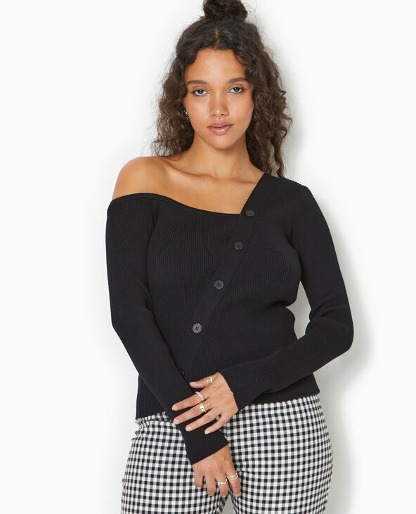 Pull asymetrique noir outlet
