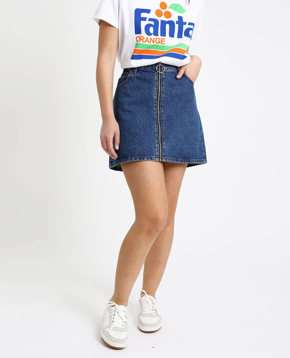 Jupe en jean zippée bleu marine - Pimkie