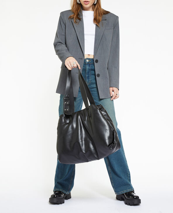Grand sac cabas effet matelassé noir - Pimkie