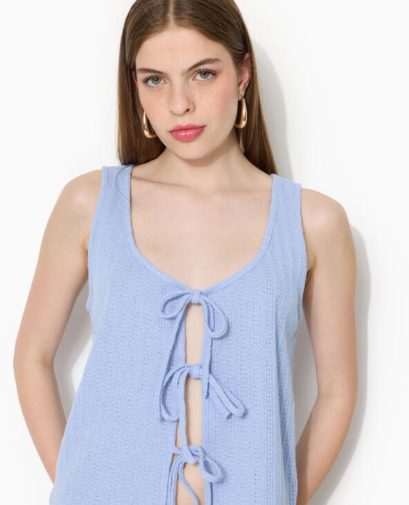 Débardeur en maille fantaisie avec nouettes bleu clair - Pimkie