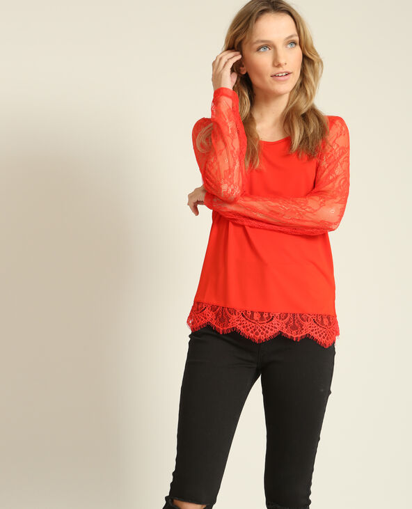 T shirt best sale dentelle rouge