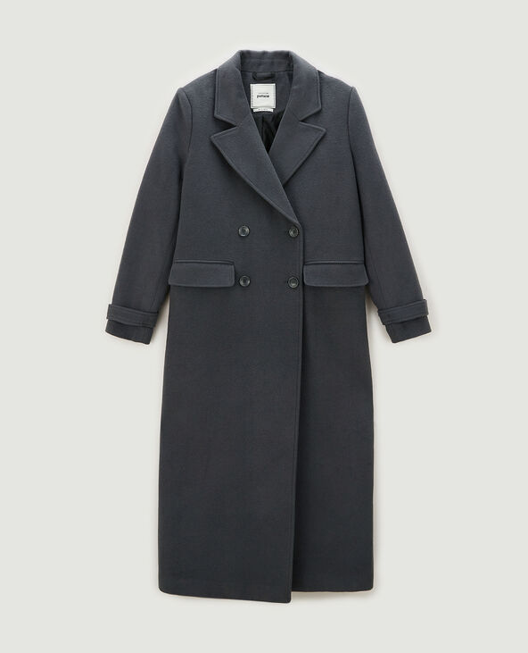 Manteau long en drap de laine gris foncé - Pimkie