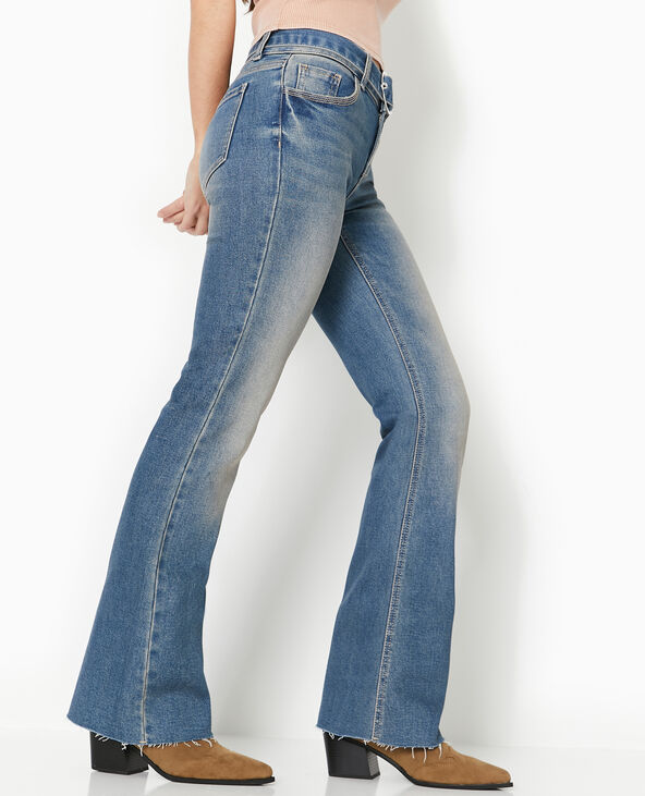 Jean flare taille basse avec ceinture bleu - Pimkie