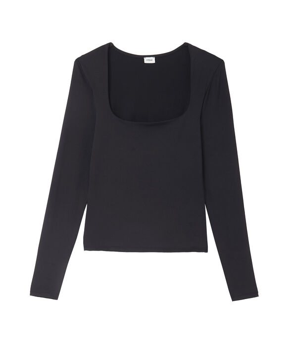 Top manches longues encolure carrée noir - Pimkie