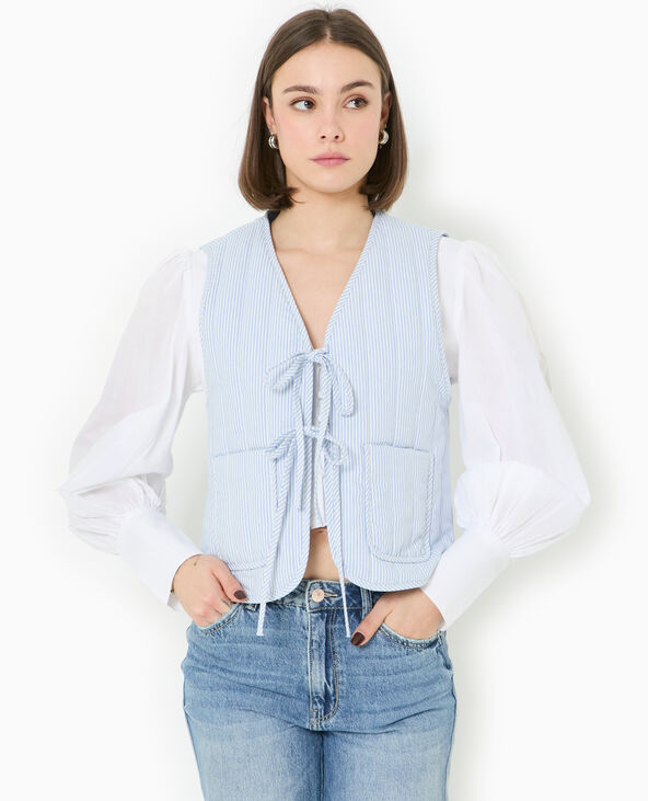 Veste sans manches matelassée avec rayures bleu - Pimkie
