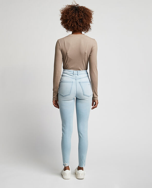 Jean skinny taille haute trashé bleu clair - Pimkie
