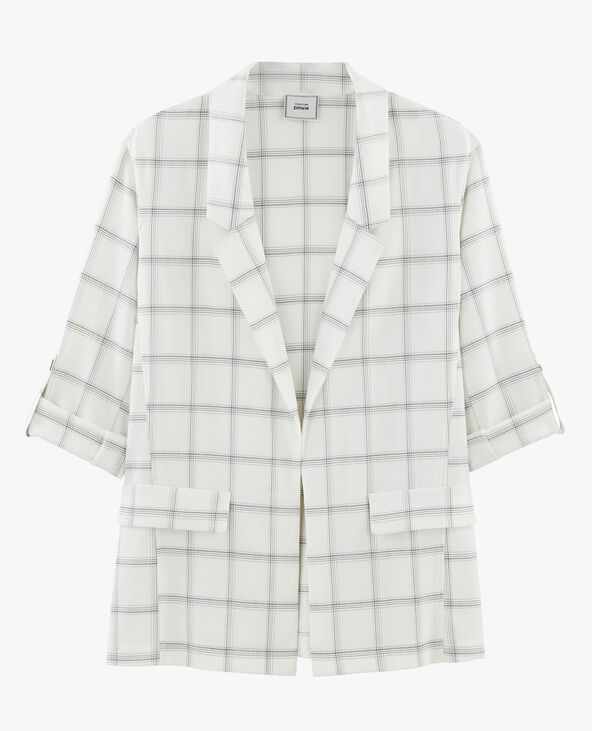 Blazer à carreaux blanc - Pimkie