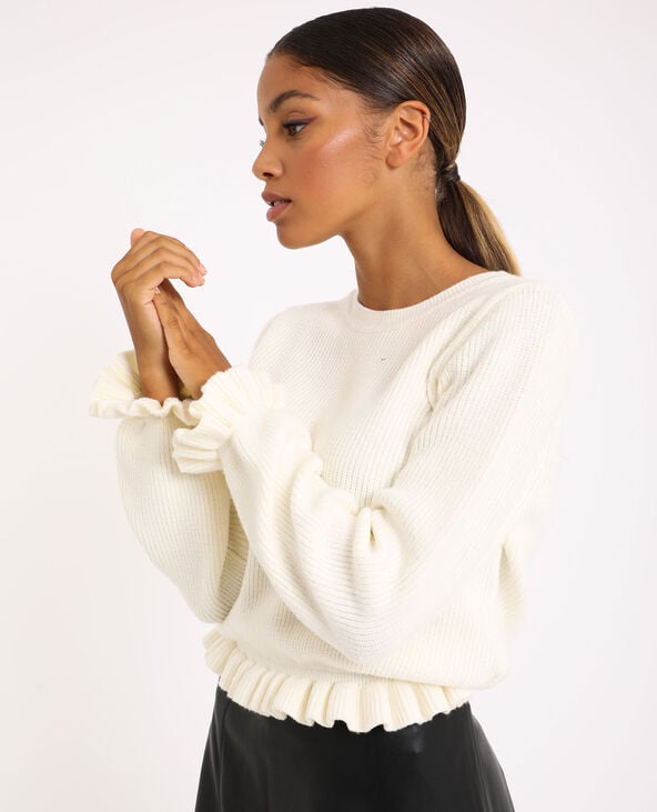 Pull volanté blanc - Pimkie