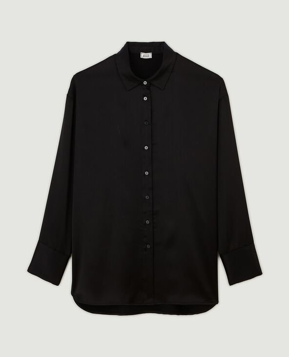 Chemise oversize en satin noir - Pimkie