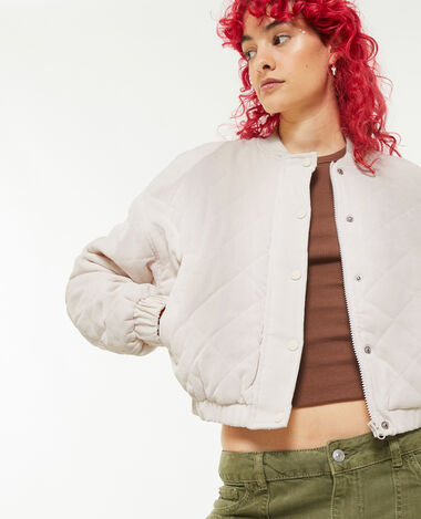 Veste quiltée en velours blanc - Pimkie