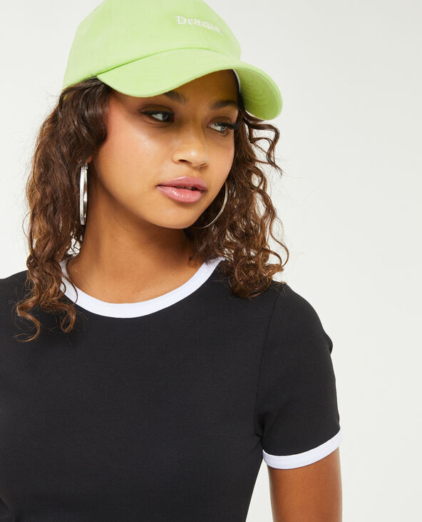 T-shirt manches courtes avec bords contrastés noir - Pimkie