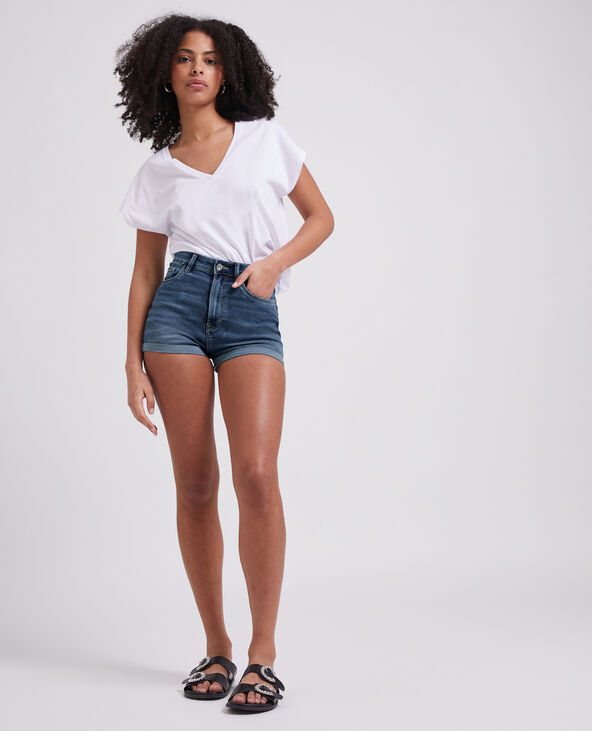 Short en jean bords roulottés bleu - Pimkie