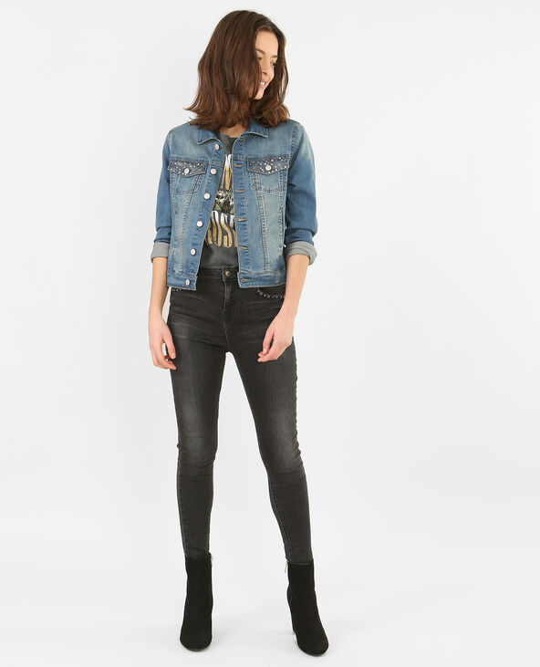 Veste en jean strass bleu - Pimkie