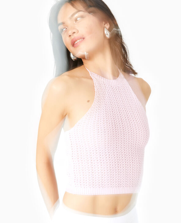 Dos-nu en maille ajourée Rose poudré - Pimkie