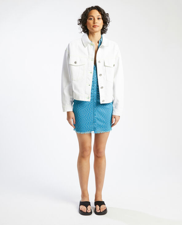 Veste en jean blanc coutures fluo blanc - Pimkie