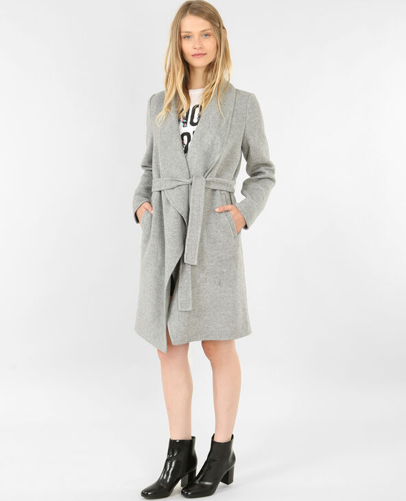 Manteau long gris chiné - Pimkie
