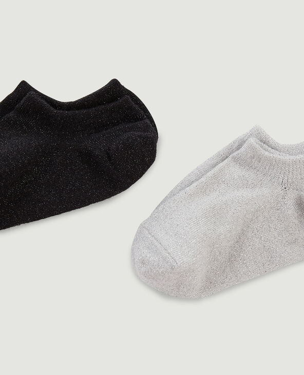 Lot de 2 paires de chaussettes invisibles lurex noir - Pimkie