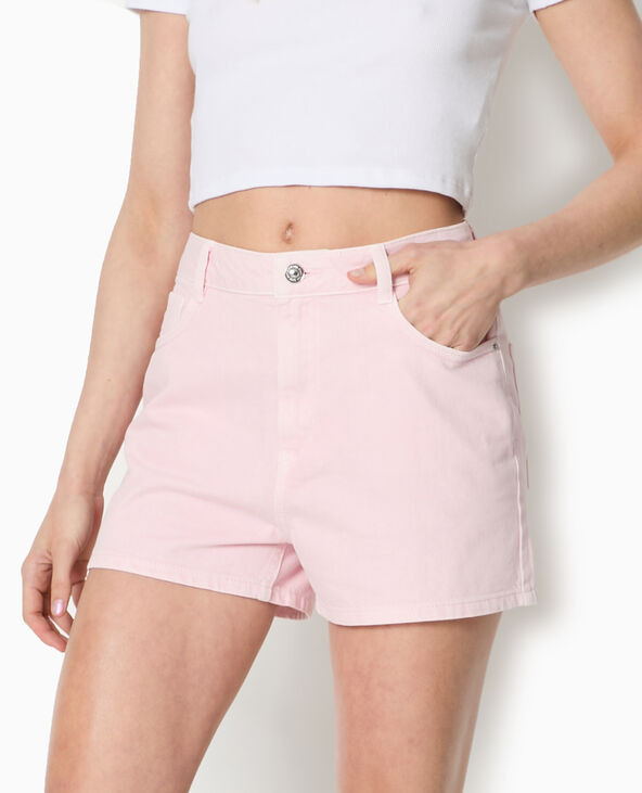 Short en jean taille haute rose - Pimkie