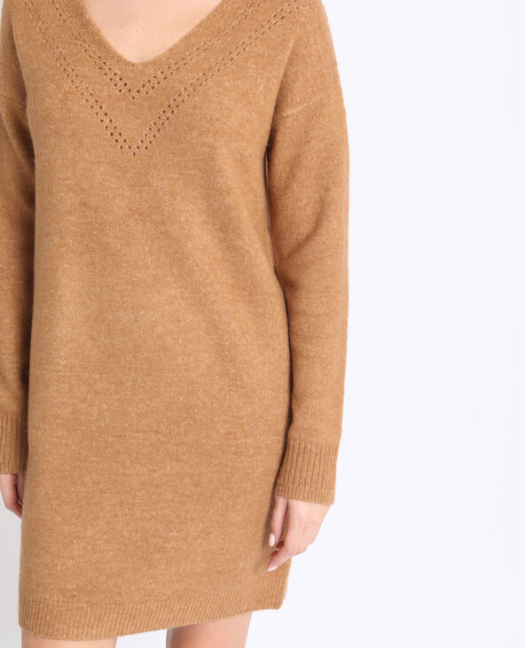 Robe pull à col V taupe - Pimkie
