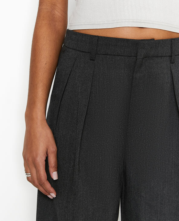 Pantalon droit et large avec pinces gris foncé - Pimkie