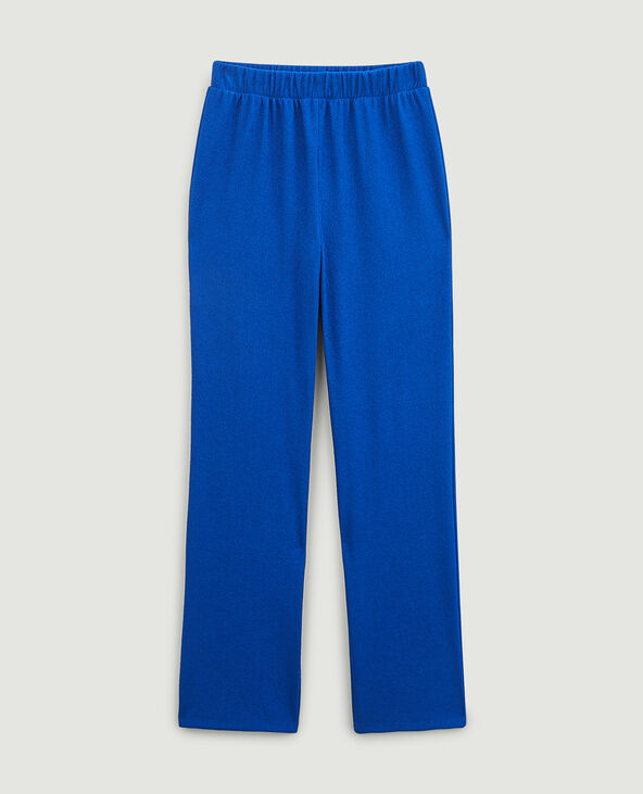 Pantalon large maille reliefée bleu électrique - Pimkie