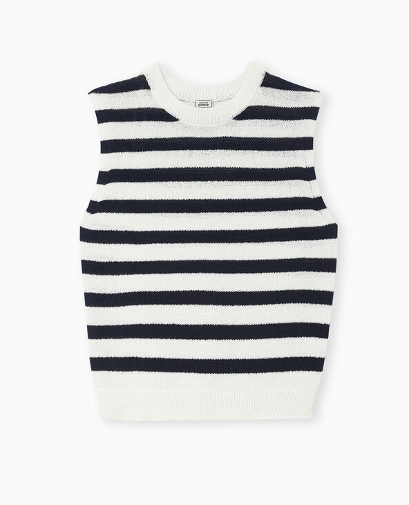 Pull sans manches rayé blanc - Pimkie