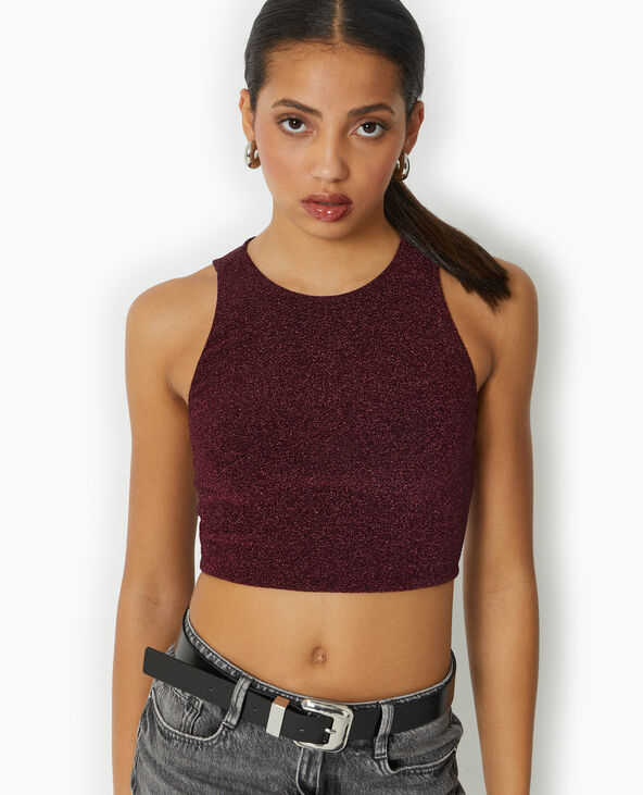 Top débardeur en maille lurex avec dos ouvert rouge - Pimkie