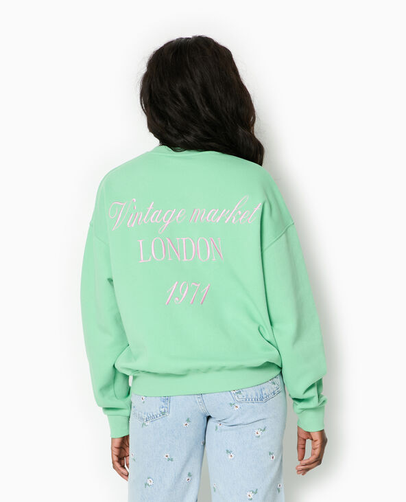 Sweat oversize avec broderies devant et dos vert clair - Pimkie