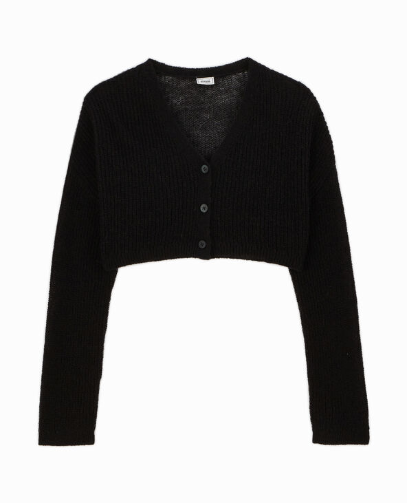 Gilet court en maille transparente noir - Pimkie