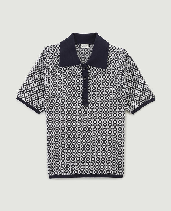 Polo maille jacquard bleu marine - Pimkie