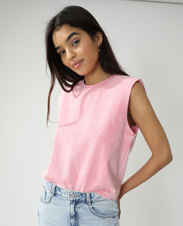 Top en jean à épaulettes rose clair - Pimkie