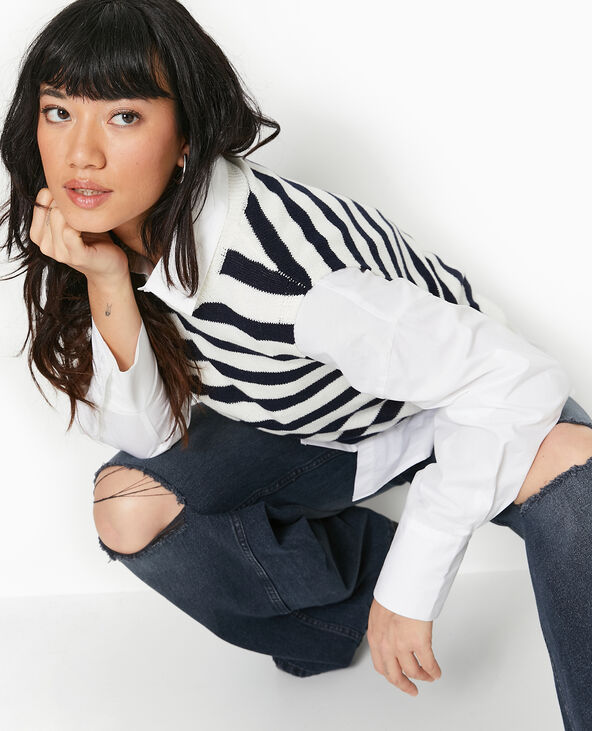 Pull sans manches rayé blanc - Pimkie
