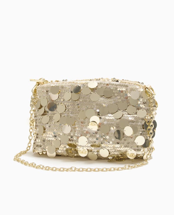 Sac en tissu recouvert de petits et grands sequins doré - Pimkie