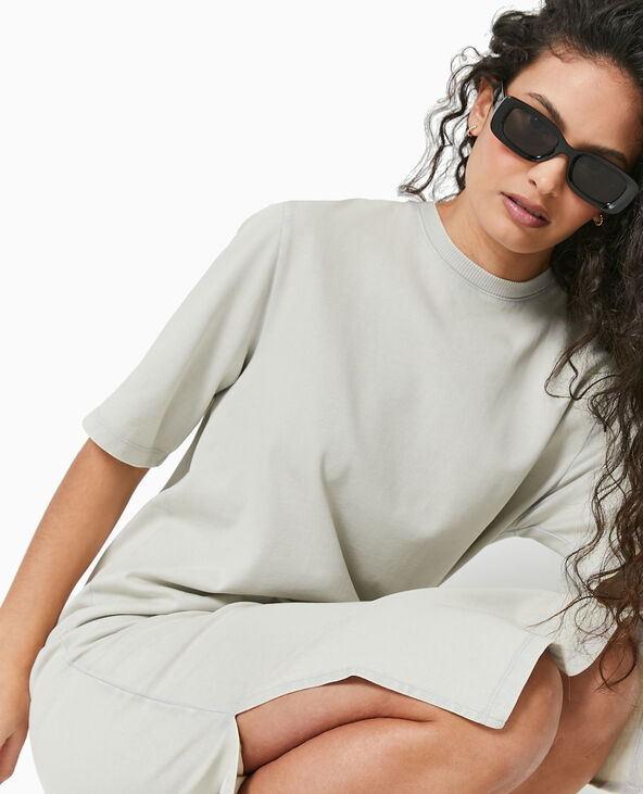 Robe t-shirt mi-longue délavée acid wash gris clair - Pimkie