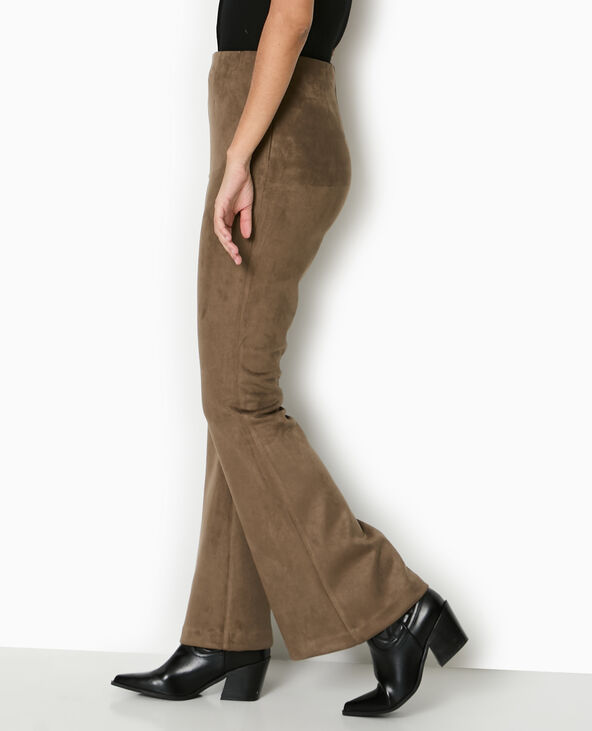 Pantalon flare en suédine marron - Pimkie