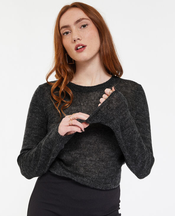Pull en maille légère et transparente gris foncé - Pimkie