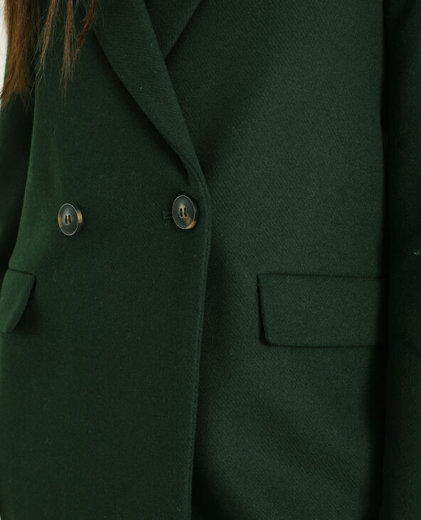 Manteau drap de laine vert foncé - Pimkie