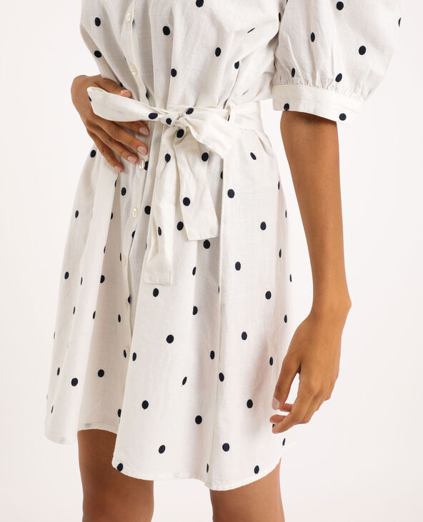 Robe chemisier manches bouffantes blanc - Pimkie