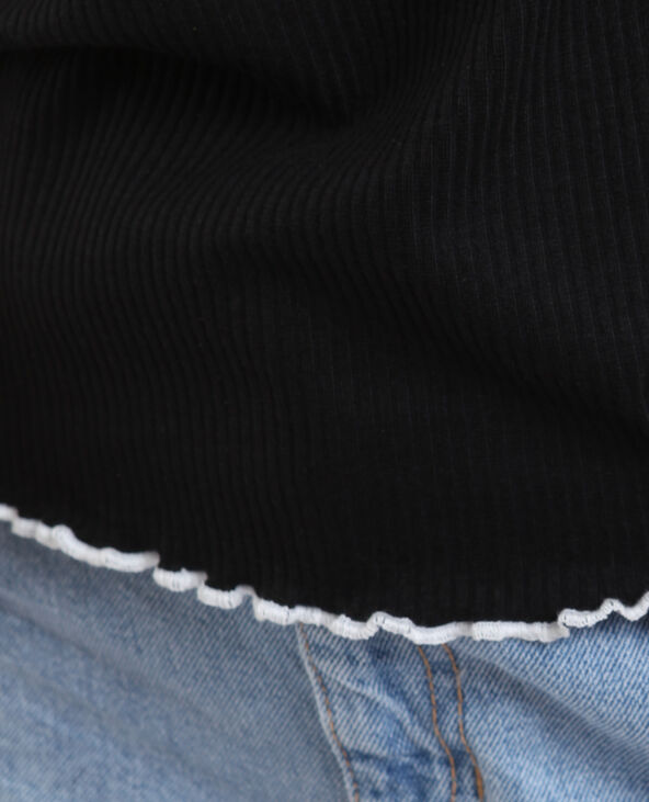 T-shirt cotelé noir - Pimkie