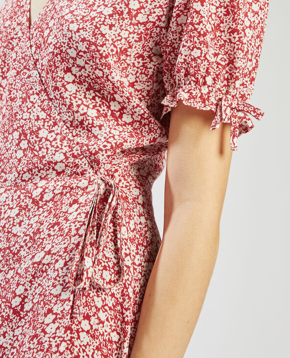 Robe courte fleurie rouge - Pimkie