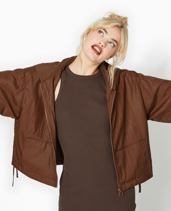 Robe débardeur courte en maille côtelée marron - Pimkie