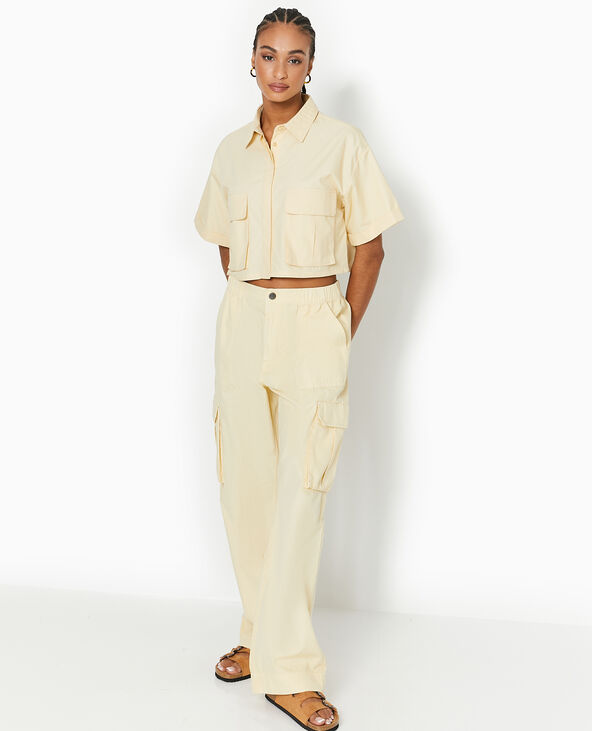 Chemise cropped avec poches plaquées beige - Pimkie