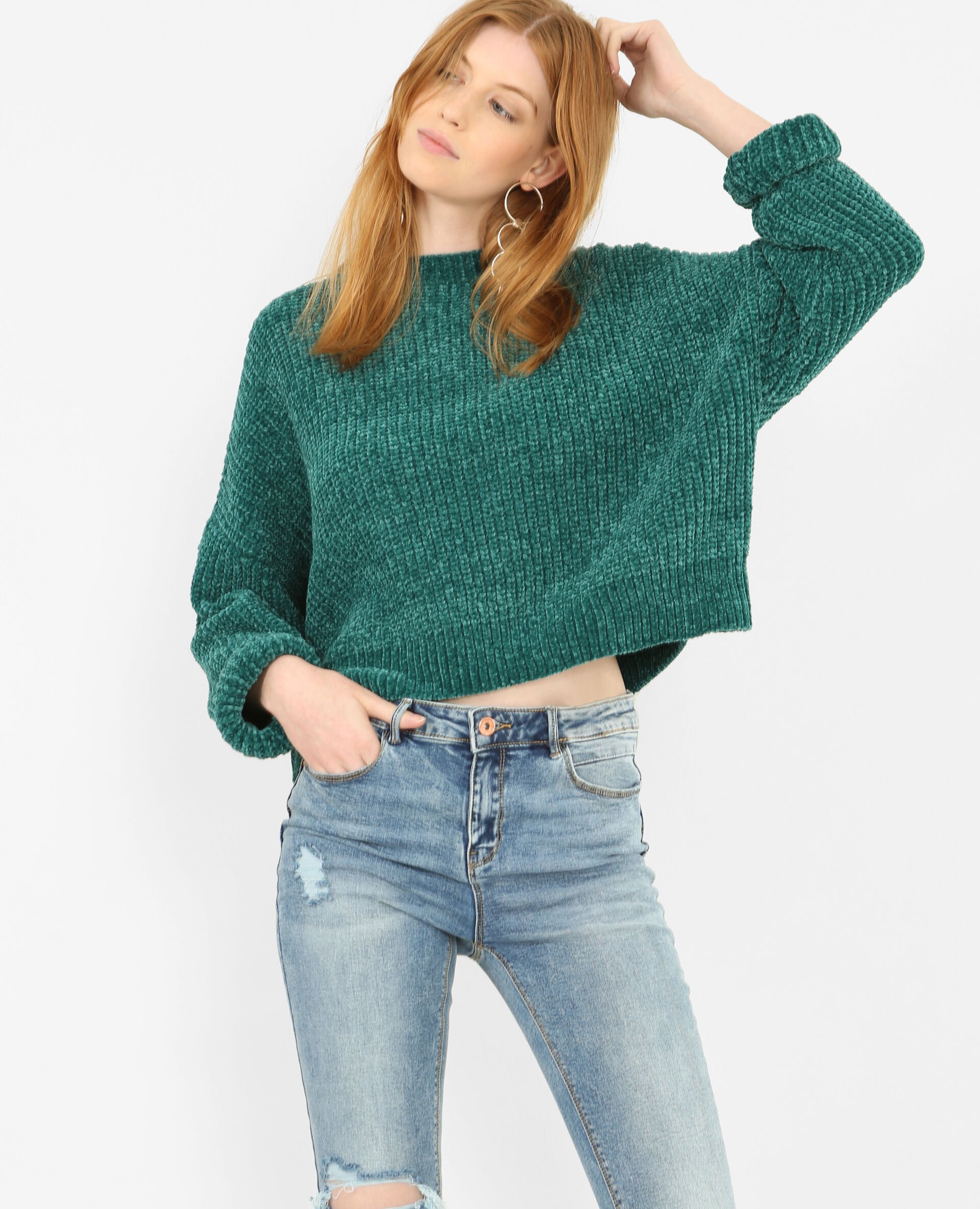 Pull maille chenille femme